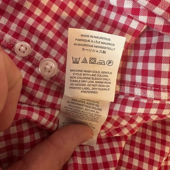 J. Crew Mens Gingham Long-Sleeve Button-Down Oxford Shirt Size M Slim Red/White - Picture 10 of 10